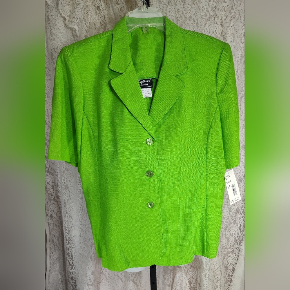 2:Pcs Southern Lady Green Pant Suit Jacket Slacks NWT